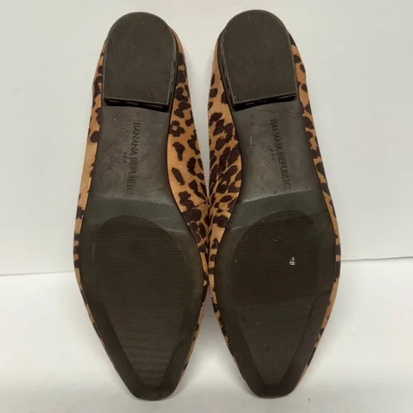 Banana Republic Flats Low Heel Cheetah Print Mules Slide On Shoes Women’s Size 6 - Picture 3 of 11